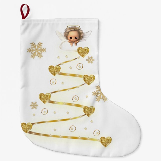 Christmas Stocking, Christmas Angel Large Christmas Stocking (Front)