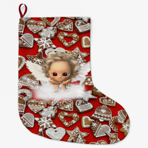 Christmas Stocking, Christmas Candle Large Christmas Stocking