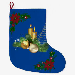 Christmas Stocking, Christmas Candle Large Christmas Stocking