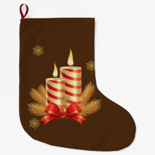 Christmas Stocking, Christmas Candle Large Christmas Stocking