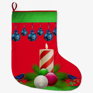 Christmas Stocking, Christmas Candle Large Christmas Stocking