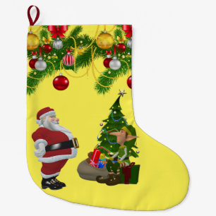 Christmas Stocking, Christmas Elf Large Christmas Stocking