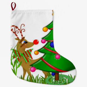 Christmas Stocking, Christmas Reindeer Large Christmas Stocking