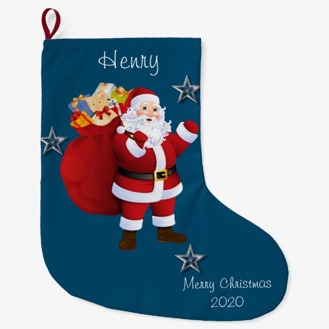 Christmas Stocking, Christmas Santa Large Christmas Stocking (Front)