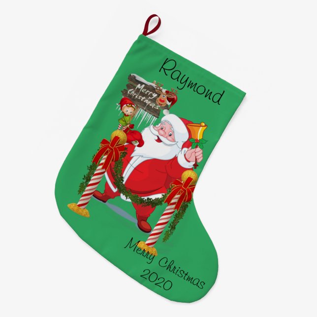 Christmas Stocking, Christmas Santa Large Christmas Stocking (Front (Hanging))