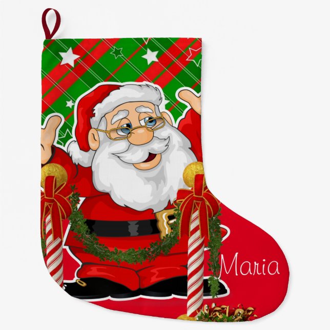 Christmas Stocking, Christmas Santa Large Christmas Stocking (Front)