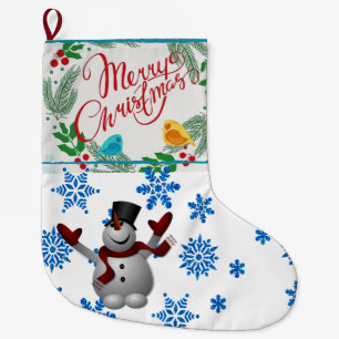 Christmas Stocking, Christmas Snowman Large Christmas Stocking