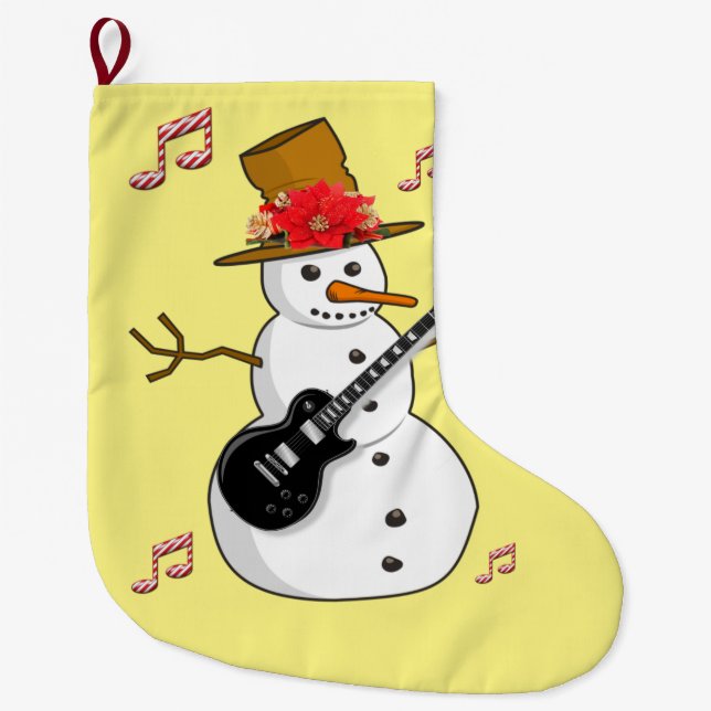 Christmas Stocking, Christmas Snowman Large Christmas Stocking (Front)