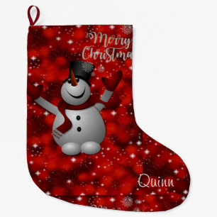Christmas Stocking, Christmas Snowman Large Christmas Stocking