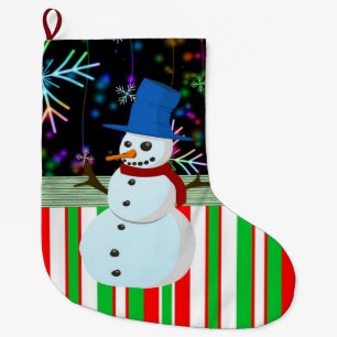 Christmas Stocking, Christmas Snowman Large Christmas Stocking