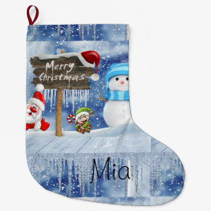 Christmas Stocking, Christmas Snowman Large Christmas Stocking