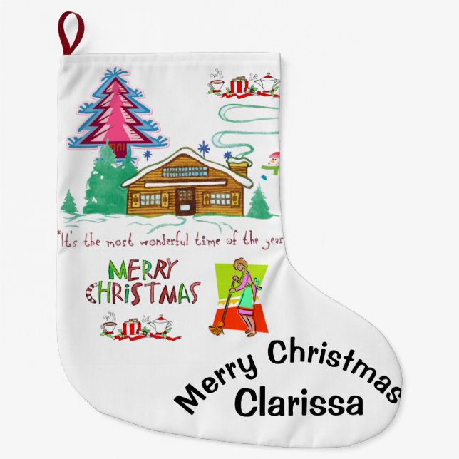 Christmas Stocking,   Cleaning Lady Large Christmas Stocking (Front)