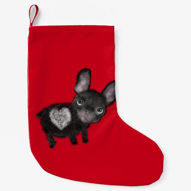 Christmas stocking cute black bulldog. (Front)
