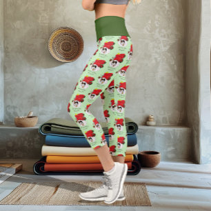 Christmas Stocking Cute Calico Kitten Capri Leggings