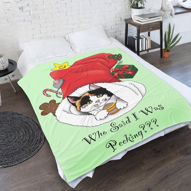 Christmas Stocking Cute Calico Kitten Fleece Blanket (Creator Uploaded)