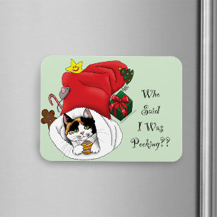Christmas Stocking Cute Calico Kitten Magnet