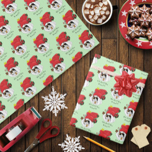 Christmas Stocking Cute Calico Kitten Wrapping Paper