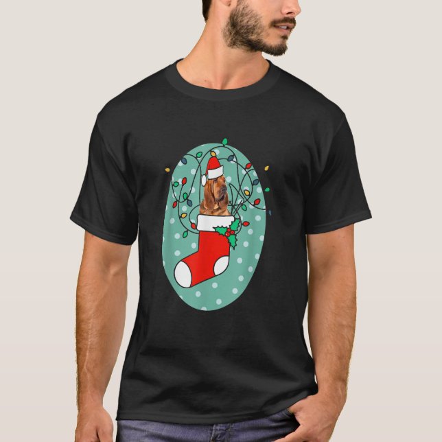 Christmas Stocking Dog Bloodhound  T-Shirt (Front)