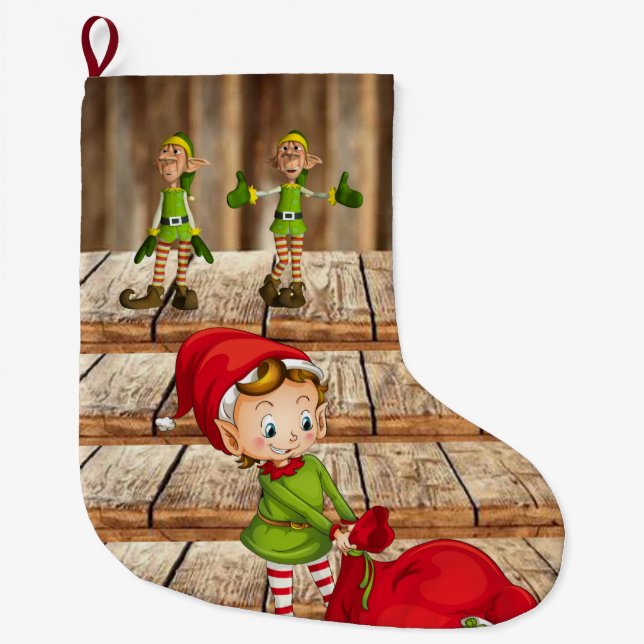 Christmas Stocking, Elf Large Christmas Stocking (Front)