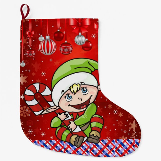 Christmas Stocking, Elf Large Christmas Stocking (Front)