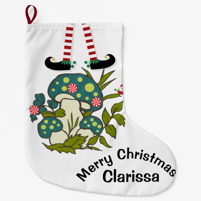 Christmas Stocking,  Elf Santa  Large Christmas Stocking (Front)