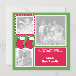 Christmas Stocking Family Photo Greeting Flat Card