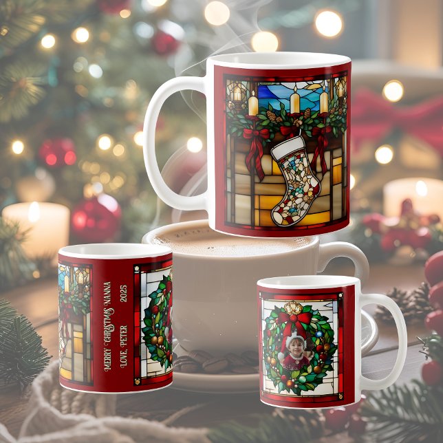 Christmas Stocking Faux Stained Glass Coffee Mug (Creator Uploaded)