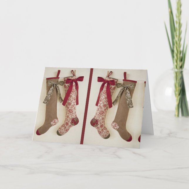CHRISTMAS STOCKING FILL WITH GIFTS HOLIDAY CARD (Front)