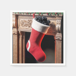Christmas Stocking Filled With Coal Napkin