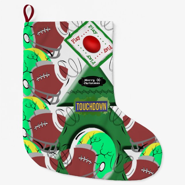 Christmas Stocking, Football Sports Large Christmas Stocking (Front)