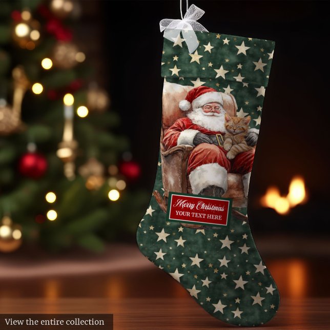 Christmas stocking for cat lovers Vintage Santa (Christmas stocking for cat lovers Vintage Santa)