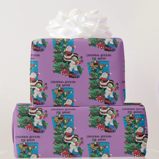 Christmas Stocking For Personalise Child's Name Wrapping Paper (Creator Uploaded)