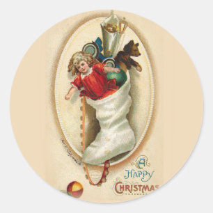 Christmas Stocking Gifts Classic Round Sticker