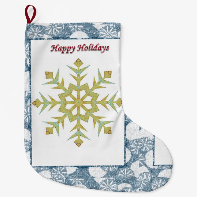 Christmas Stocking, Happy Holidays Large Christmas Stocking (Front)