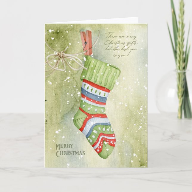 Christmas stocking holiday card (Front)