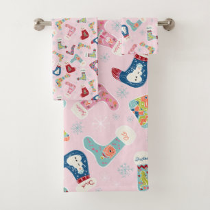 Christmas Stocking Holiday Colourful Towel Set