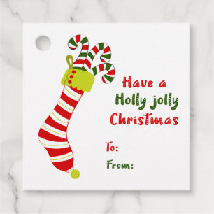 Christmas Stocking Holly Jolly Christmas Holiday Favour Tags