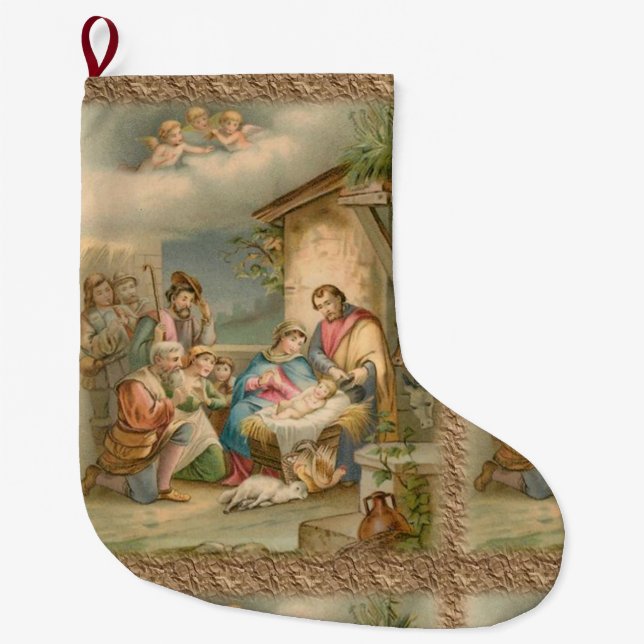 Christmas Stocking, Jesus Christ Large Christmas Stocking (Front)