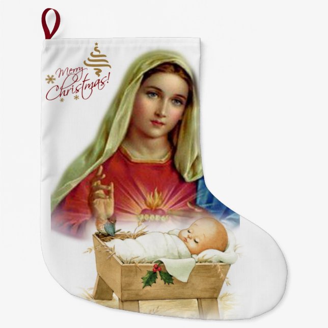 Christmas Stocking, Jesus Christ Large Christmas Stocking (Front)