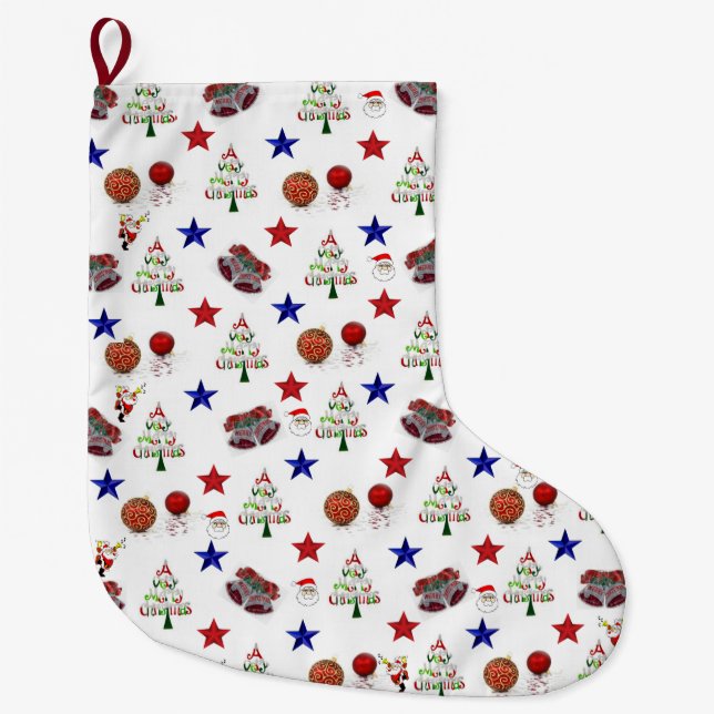 Christmas Stocking, Merry Christmas Large Christmas Stocking (Front)