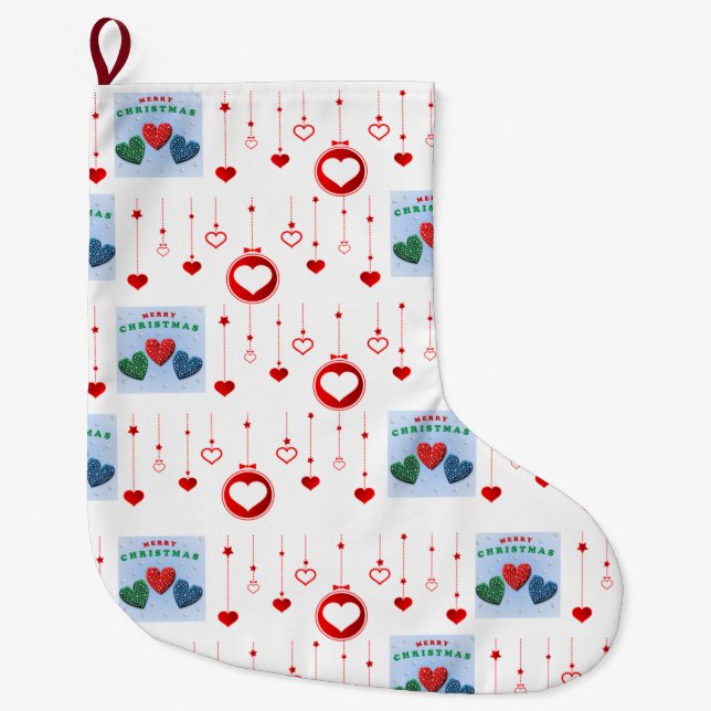 Christmas Stocking, Merry Christmas Large Christmas Stocking (Front)