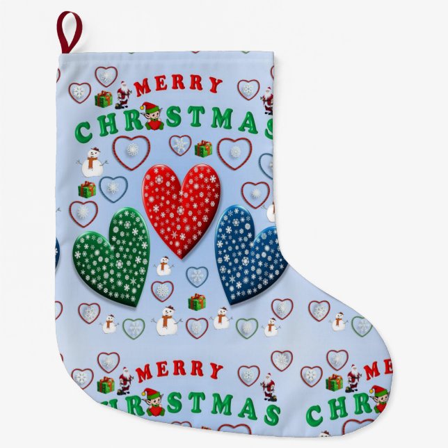 Christmas Stocking, Merry Christmas Large Christmas Stocking (Front)