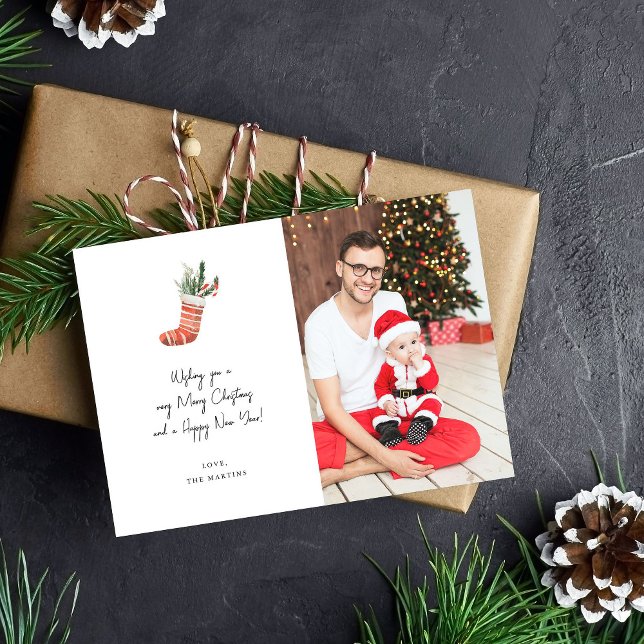 Christmas Stocking Note Photo Verti Christmas Card (Creator Uploaded)
