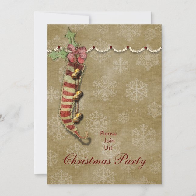 Christmas stocking Old fashion invitation (Front)