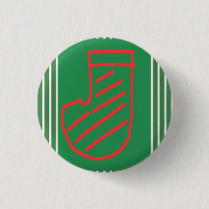 Christmas Stocking on Green 3 Cm Round Badge