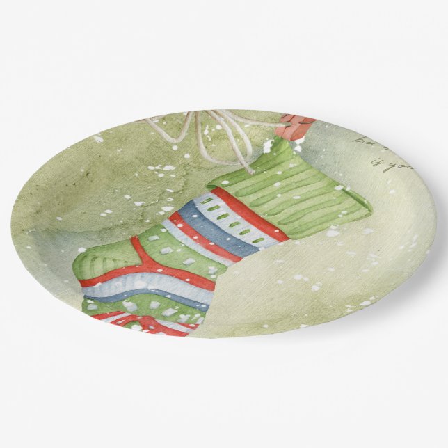 Christmas stocking paper plate (Angled)