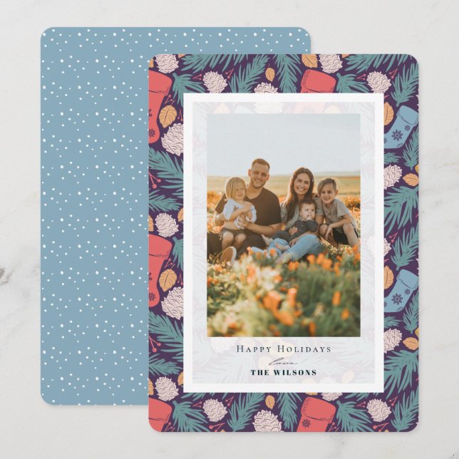 Christmas Stocking Pattern Holiday Photo Card (Front/Back)