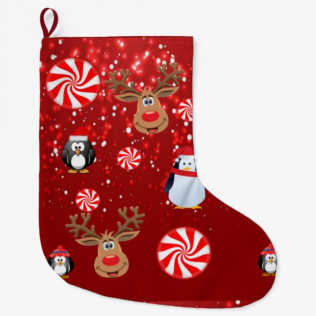 Christmas Stocking,  Penguin Large Christmas Stocking (Front)