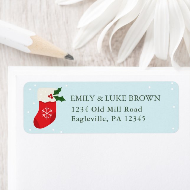 Christmas Stocking Personalised Return Address (Insitu)