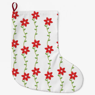 Christmas Stocking, Poinsettia  Large Christmas Stocking